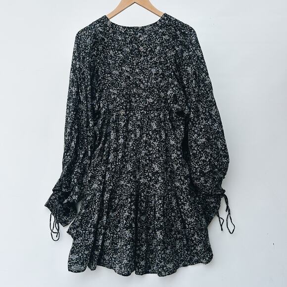 Shona Joy Denise Pintuck Babydoll Mini Balloon Puff Sleeve Short Floral Dress 10 - Picture 4 of 16